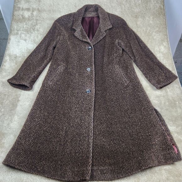 VTG Womens Fleurette Saks Fifth Avenue Brown Collection Coat Size 10 Made In USA
